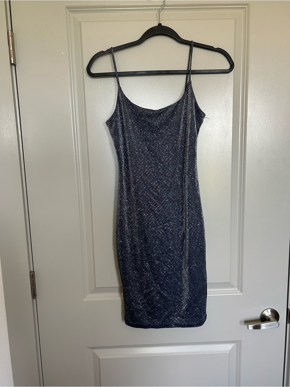 Windsor Navy Sparkle Slip Mini Dress with Silver Threading